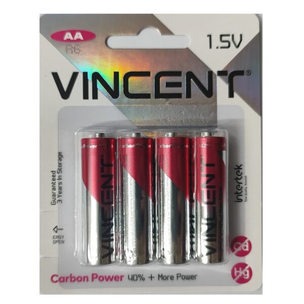 باتری قلمی کربن پاور vincent (وینسنت) 1.5 ولت بسته 4 تایی